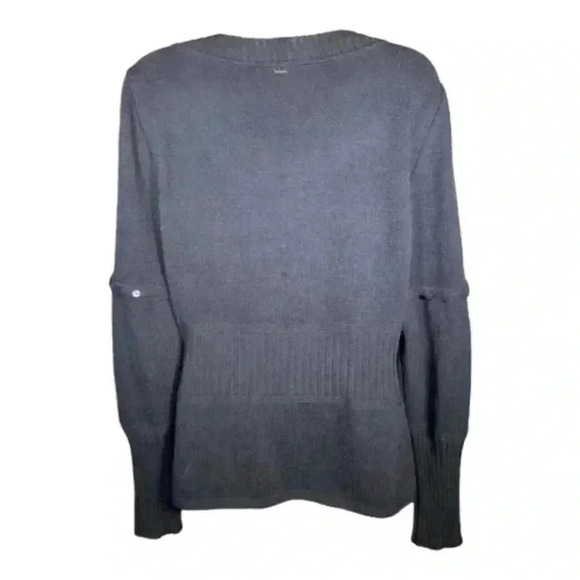 St. John Sports Sweater Black Women's Medium Convertible Sleeve Knit Round Neck - Picture 4 of 6